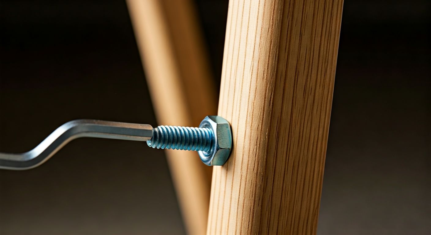 Крупный план сборки ножки стула