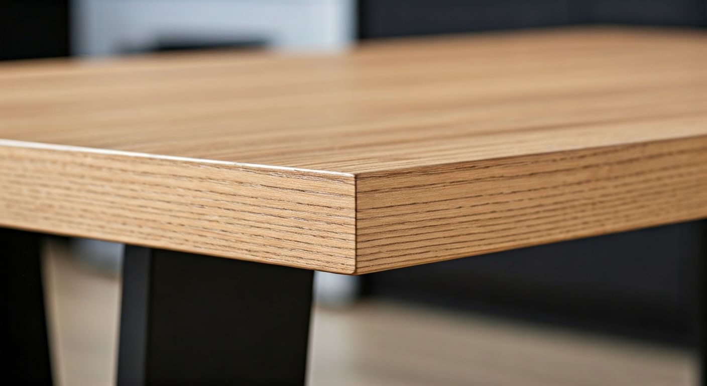 Детализация края деревянного кухонного стола