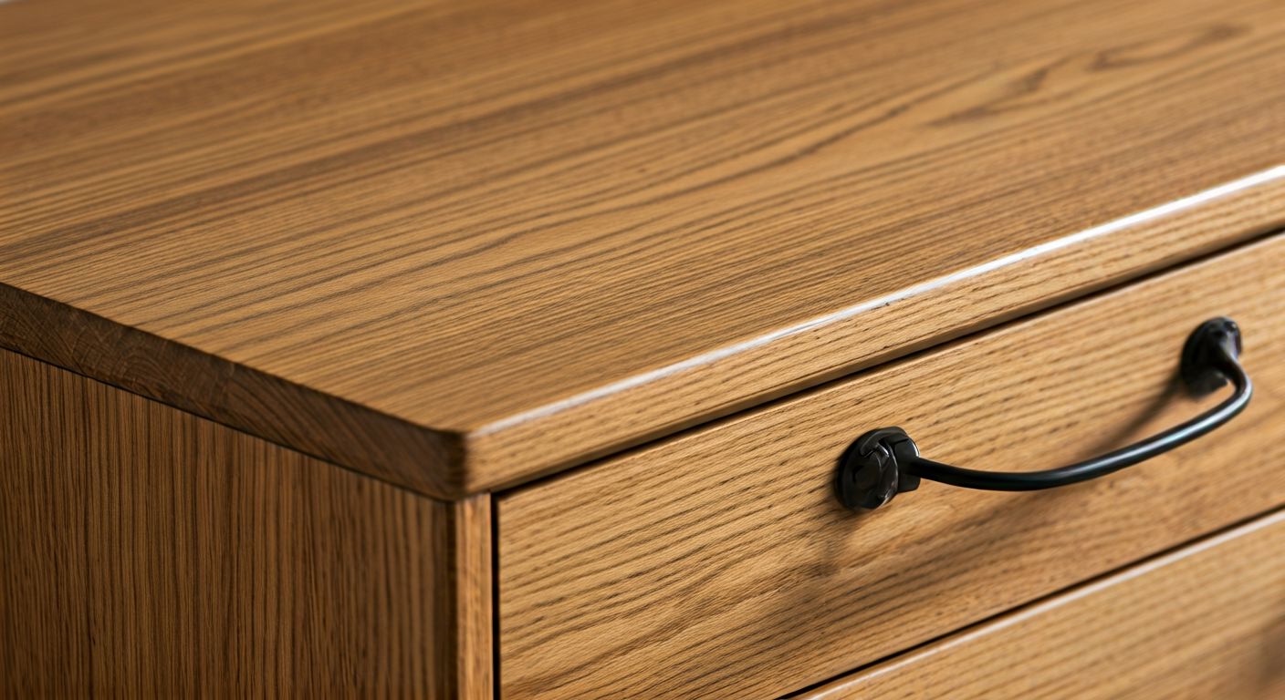 Крупный план деревянного стола с ящиками