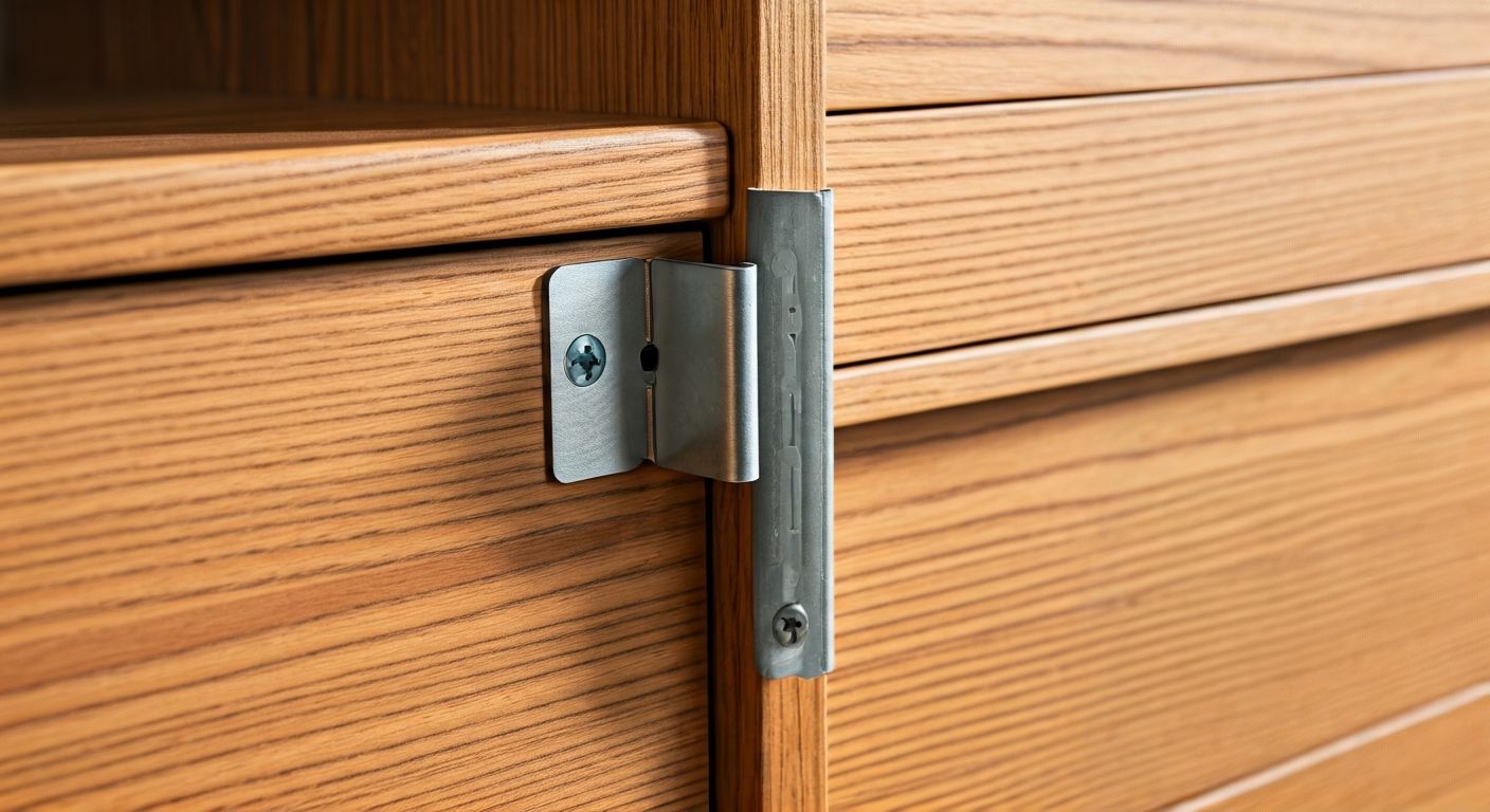 крепление комода к стене, крупным планом