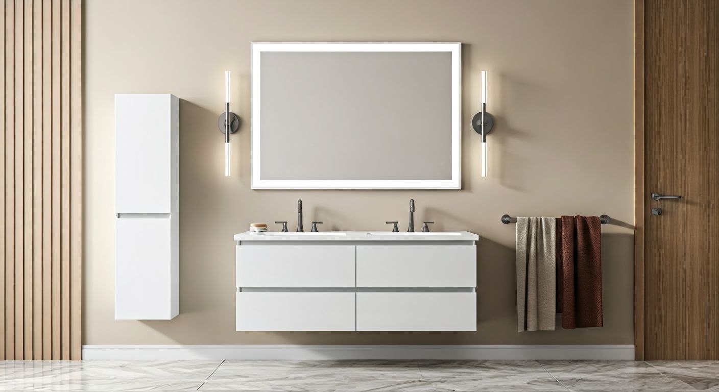 Роскошная ванная с двойной тумбой