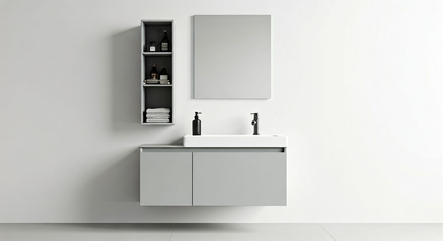 Минималистичная мебель для маленькой ванной