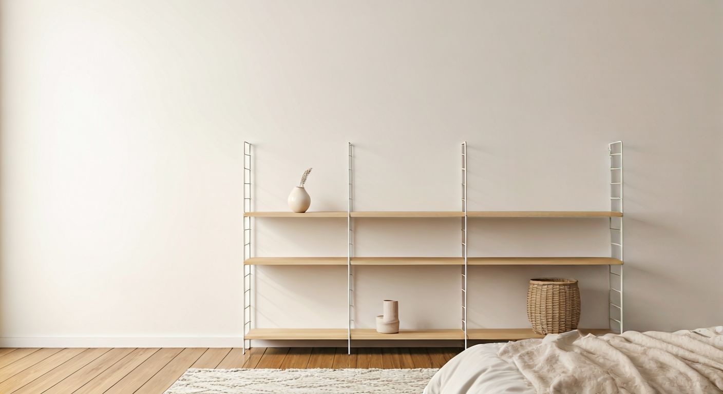 Скандинавский минималистичный стеллаж у стены