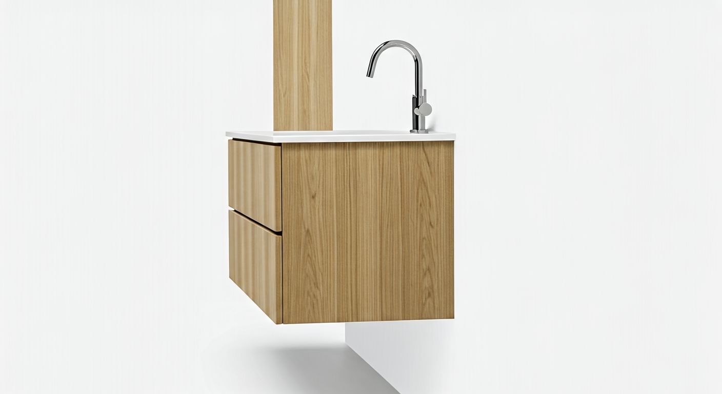 минималистичная деревянная тумба сбоку