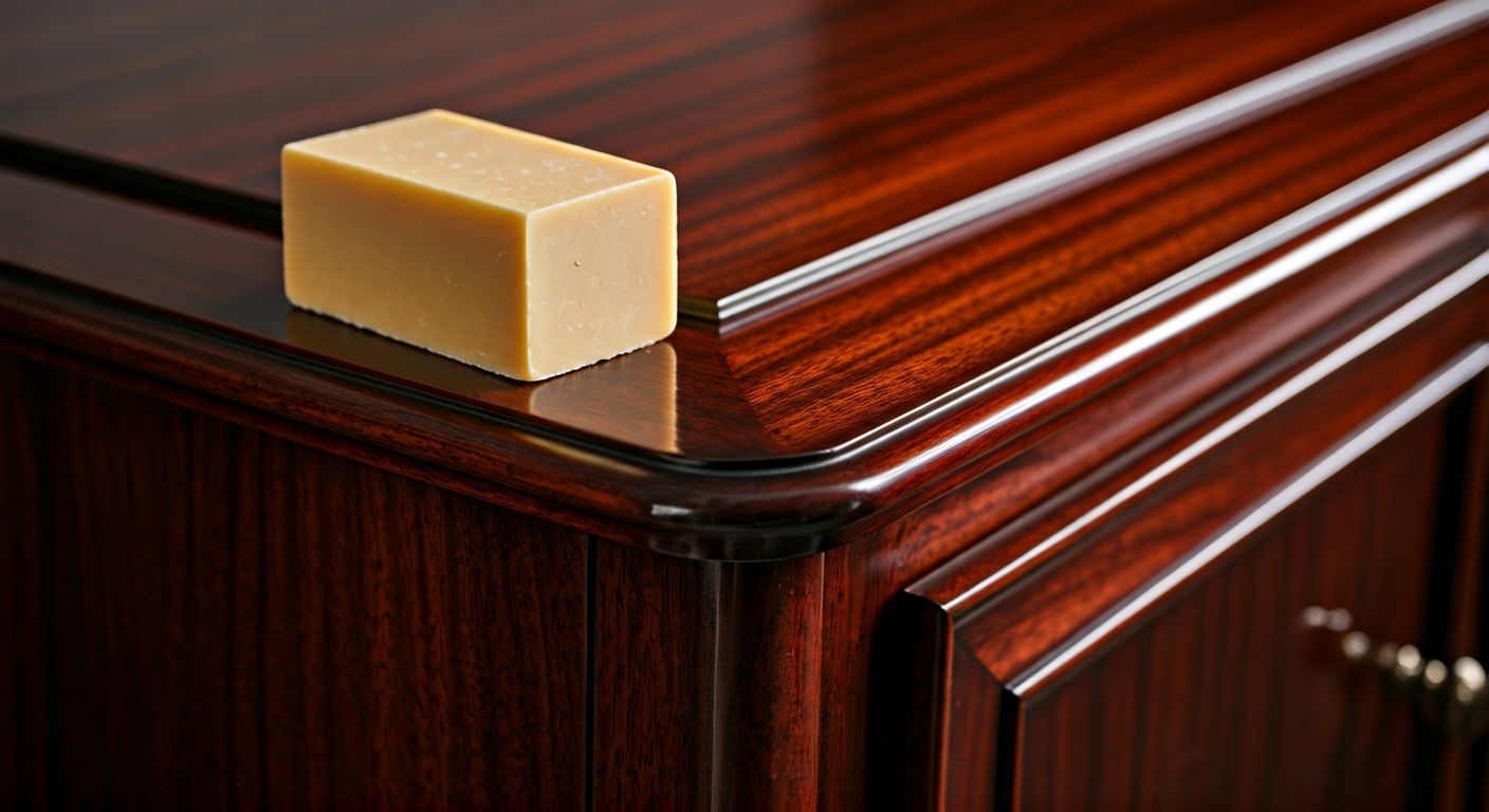 полировка лакированного деревянного шкафа воском