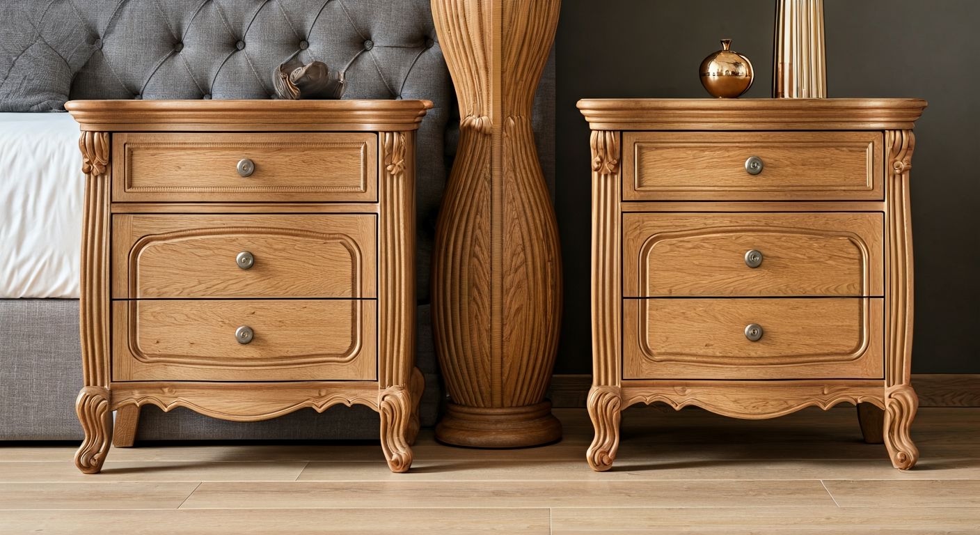 Роскошные дубовые прикроватные тумбы в спальне