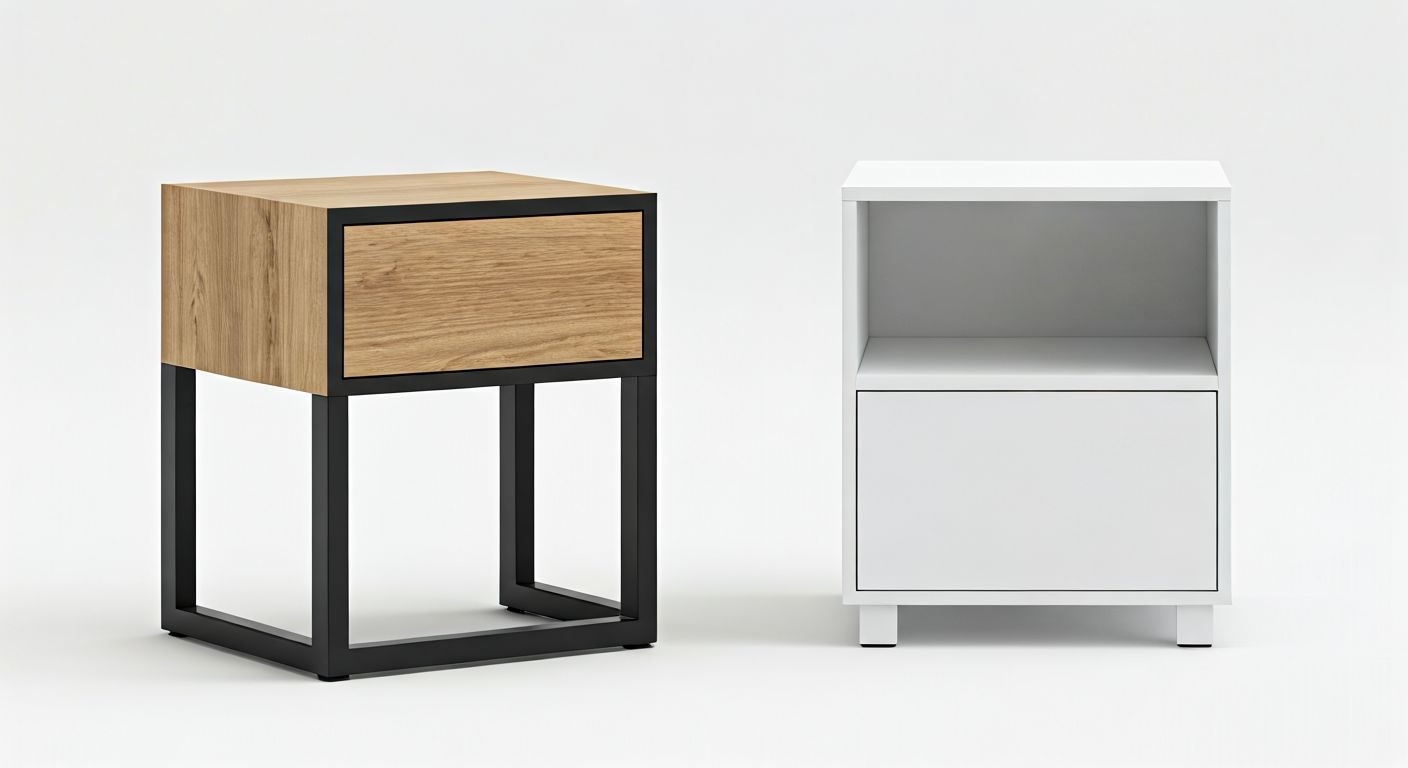 Разные прикроватные тумбы в контрасте