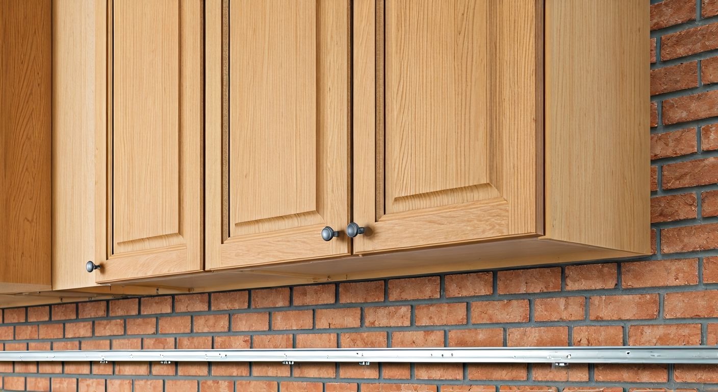 Установка навесных кухонных шкафов спереди