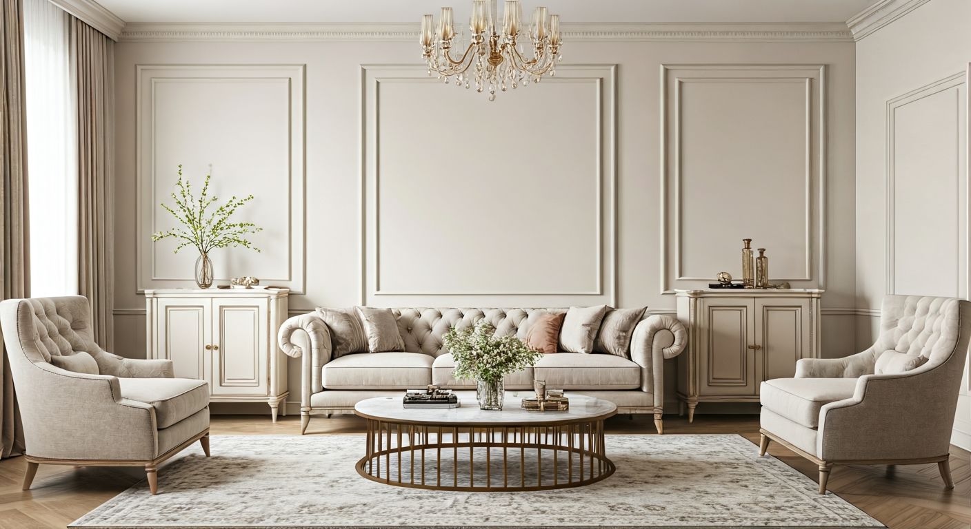 Роскошная гостиная в современной классике