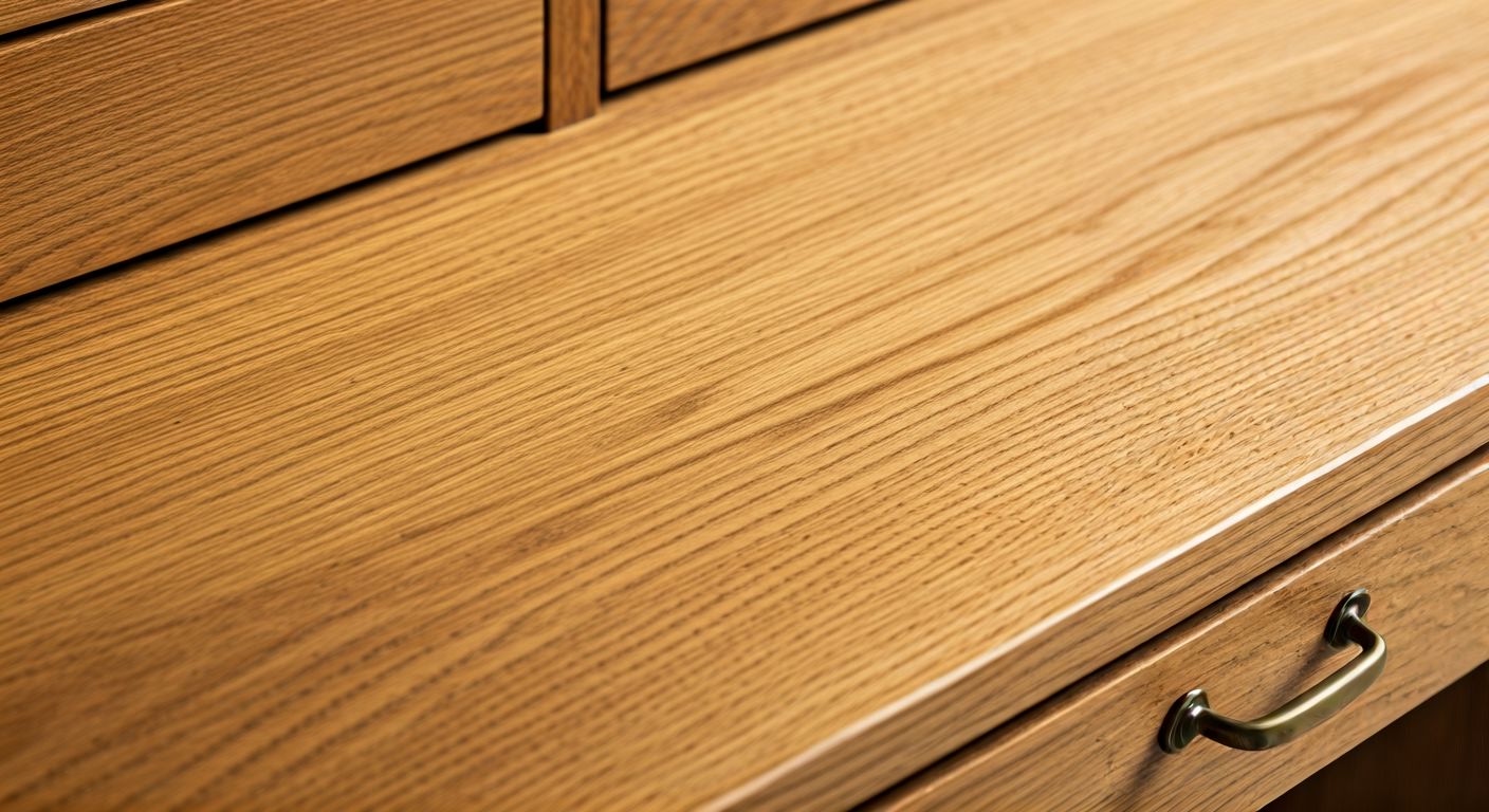 Крупный план фурнитуры трюмо из дуба