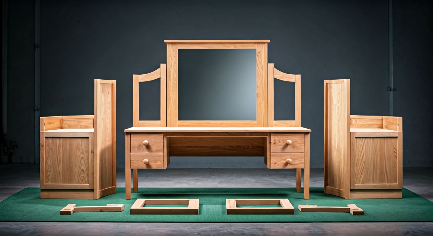 Частично собранное трюмо из бука