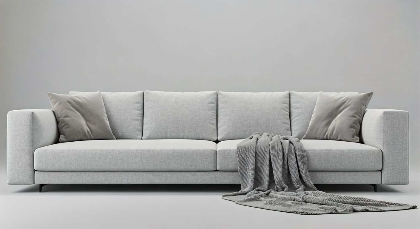 угловой диван с пледом и подушками