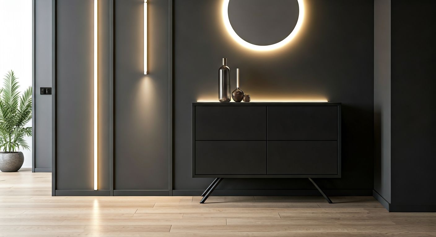 комод индустриального стиля в прихожей