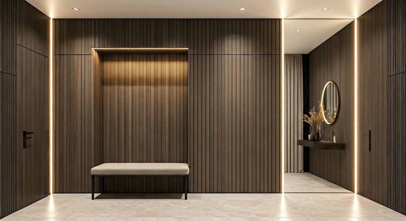 Роскошная прихожая с встроенной мебелью