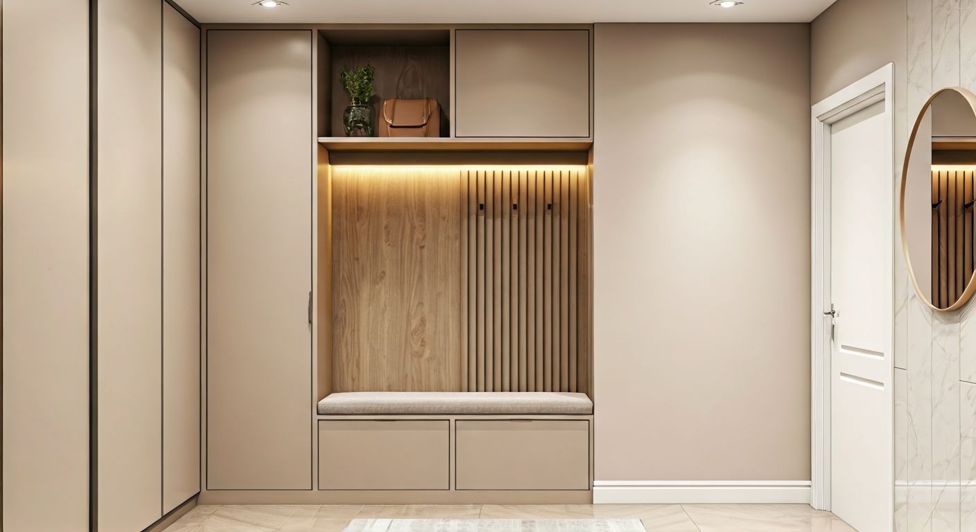 Узкая прихожая с функциональным хранением
