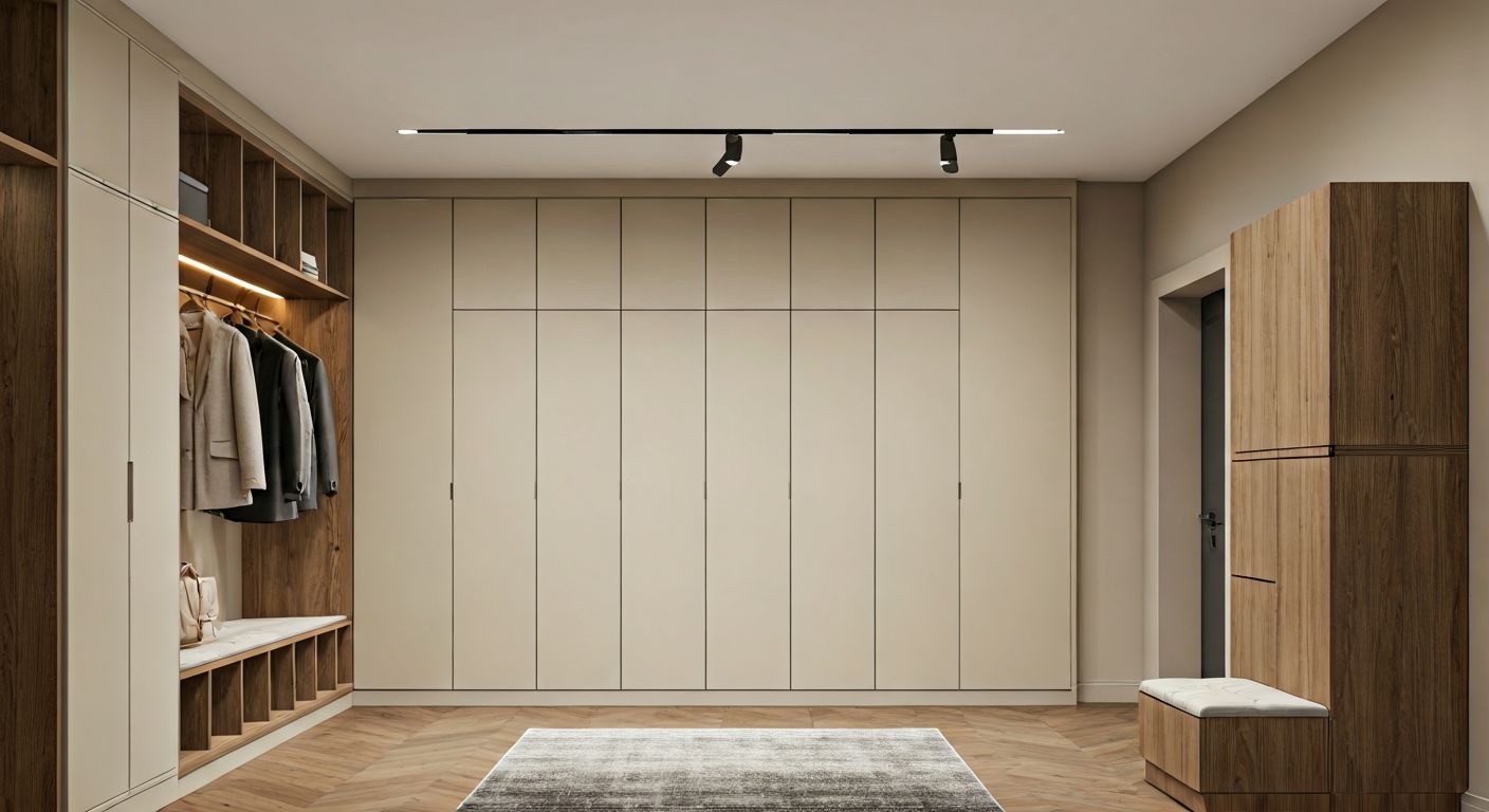 Просторная прихожая с модульной системой