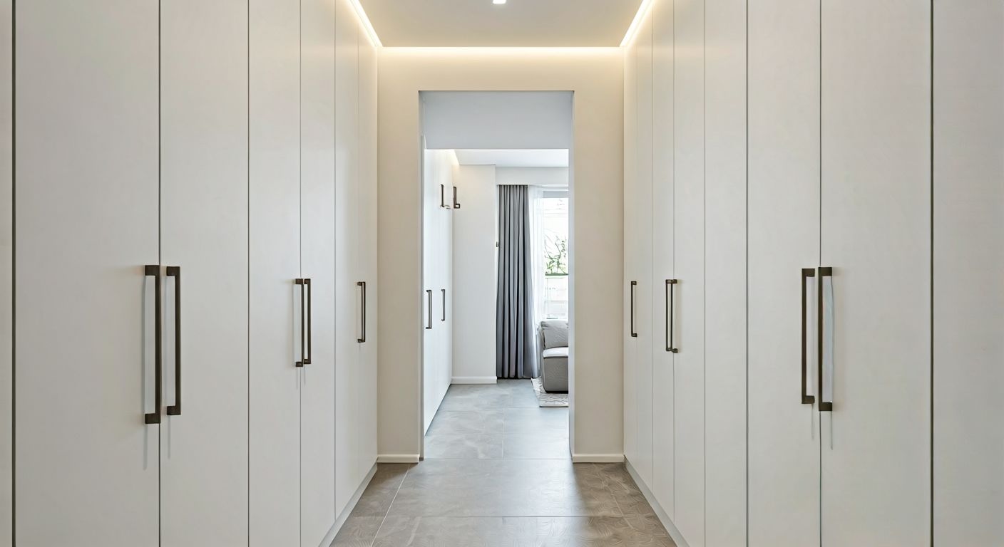 Роскошная прихожая с встроенным шкафом