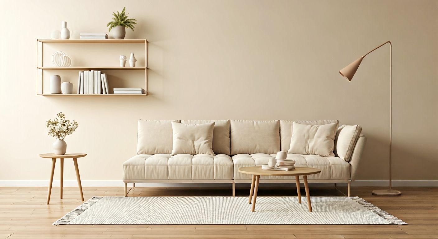 Уютная компактная гостиная в скандинавском стиле