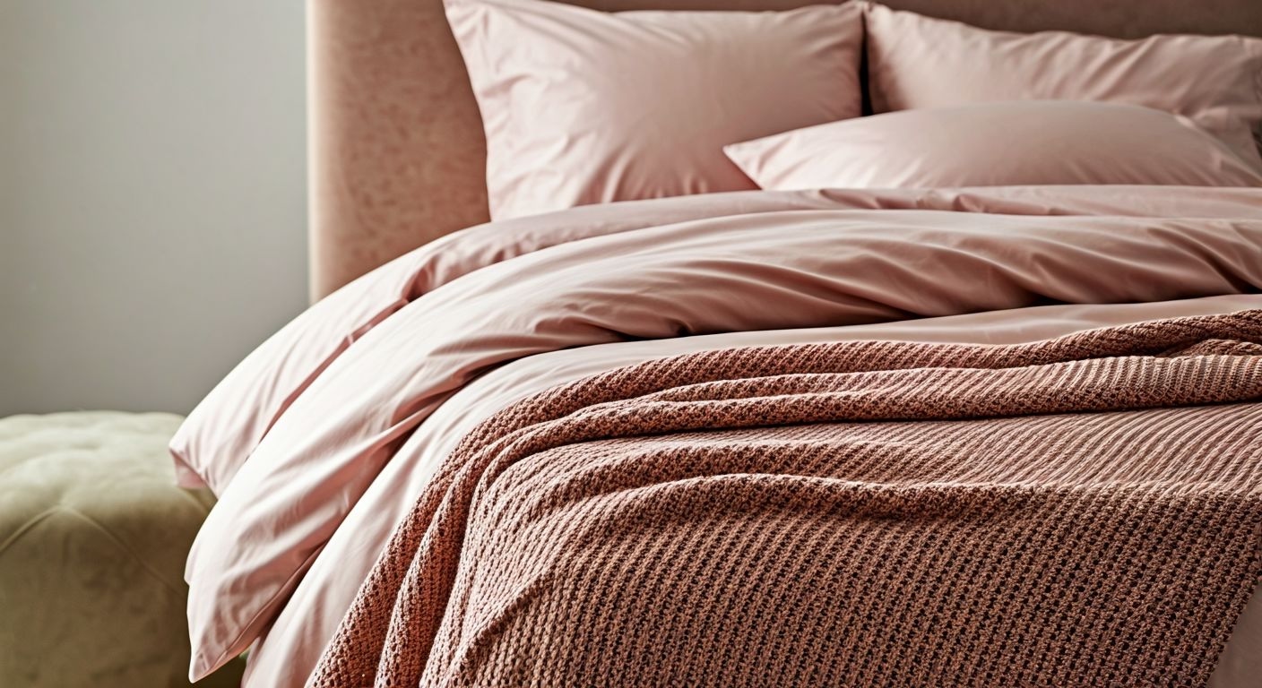 детализация текстиля на кровати и покрывала