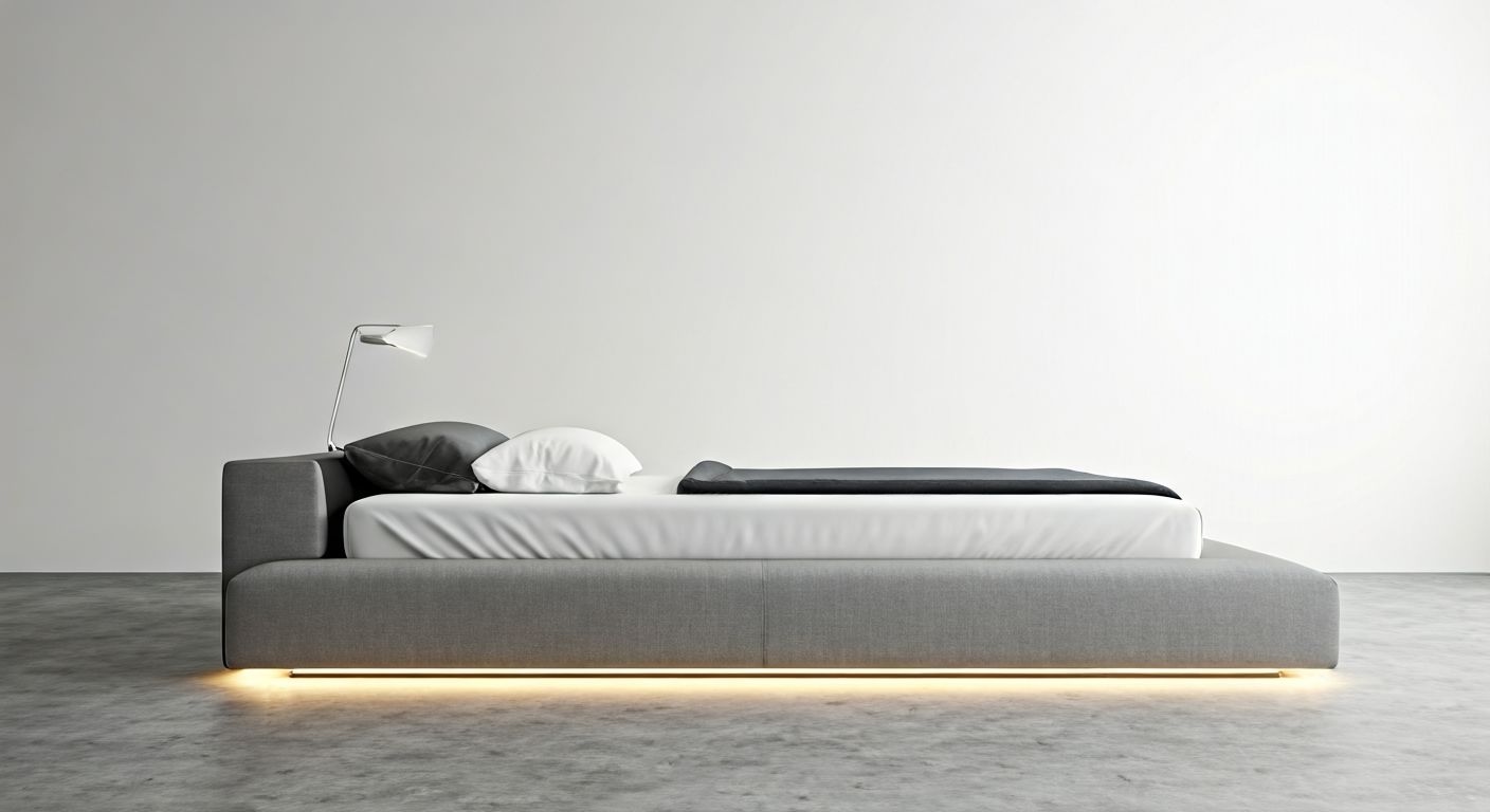 минималистичная спальня с прикроватным светильником