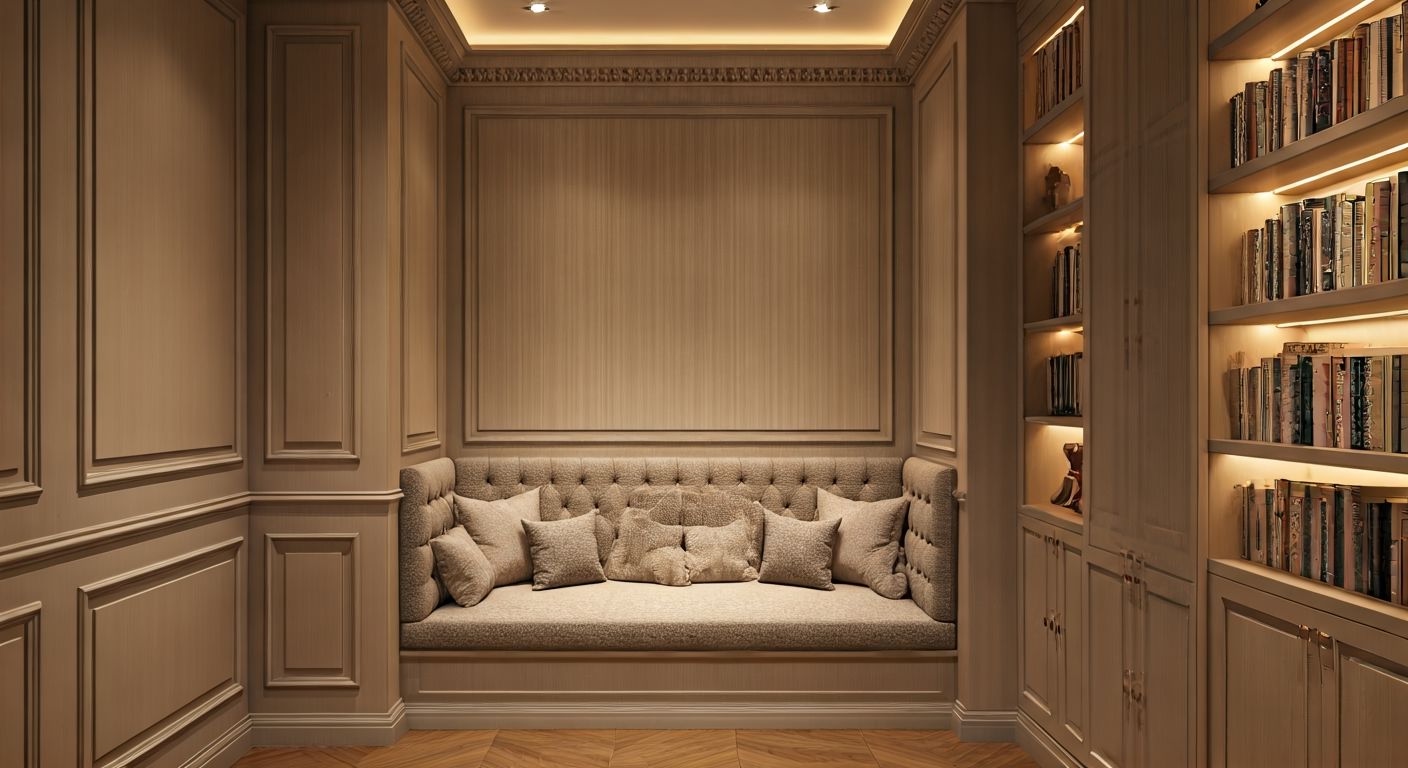 Неоклассическая детская с мягким уголком для чтения