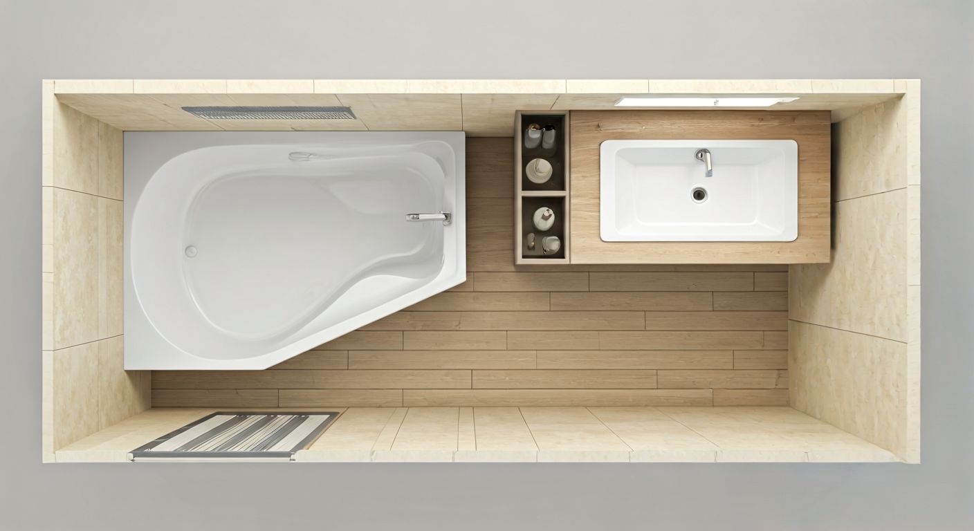 Планировка компактной ванной комнаты сверху