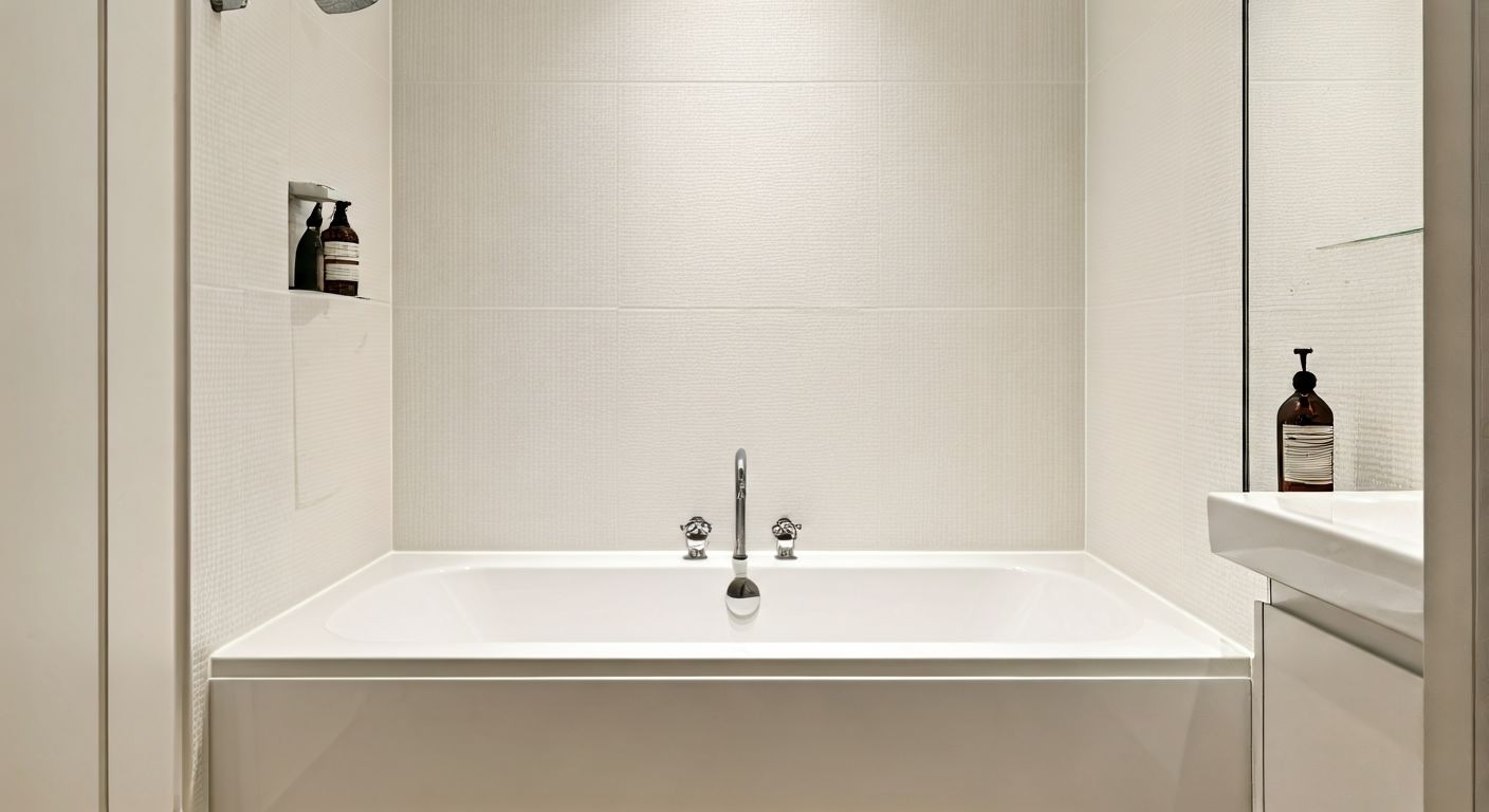 компактная ванна с мебелью для хранения