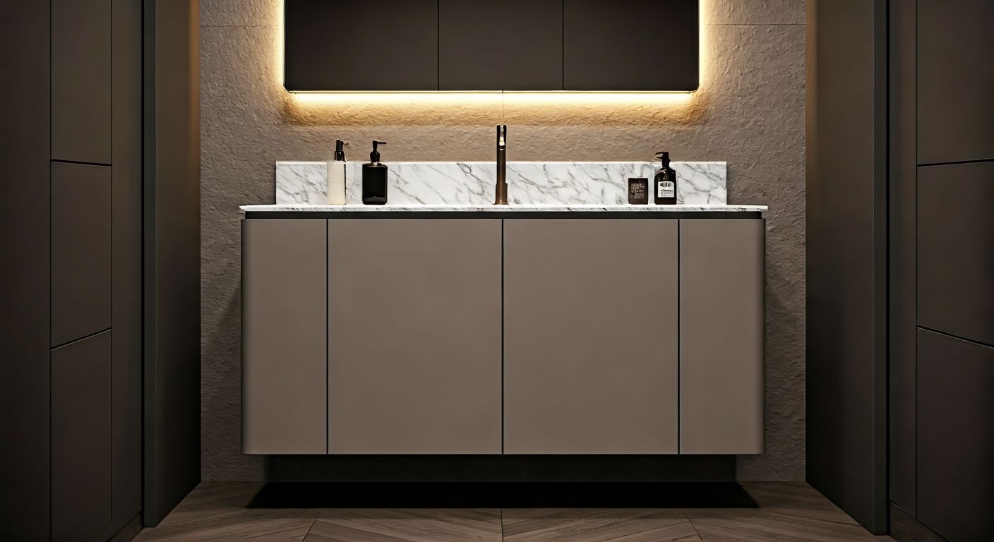 Роскошная ванная с напольной тумбой