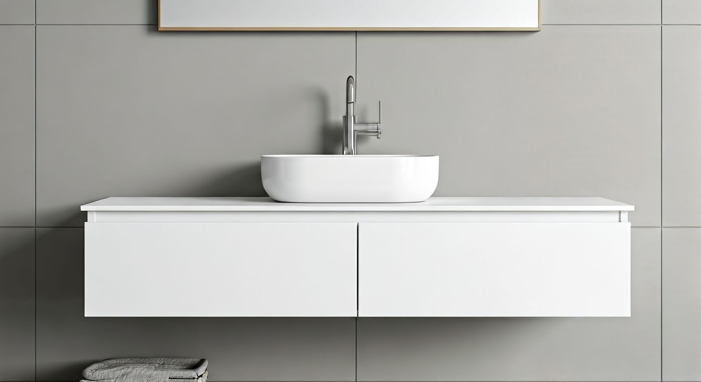 Подвесная минималистичная тумба под раковину