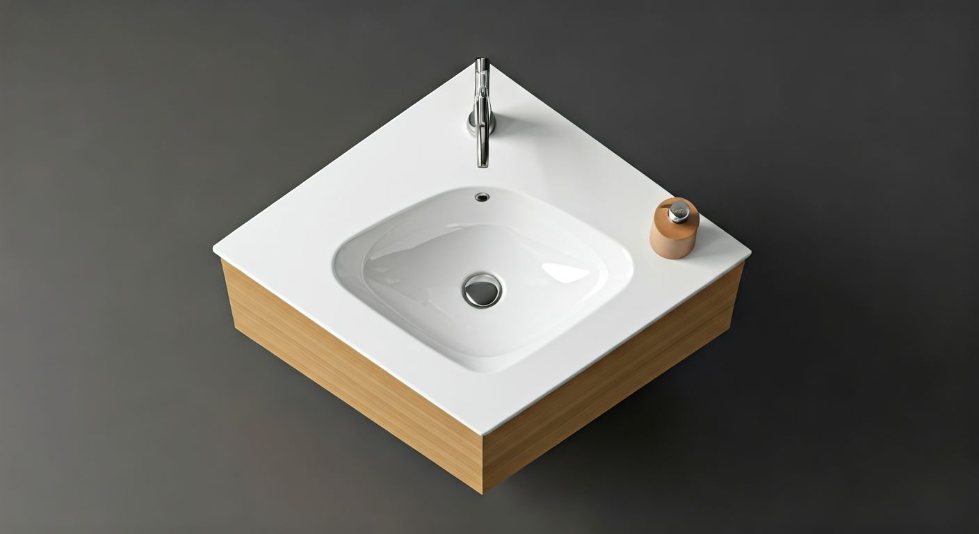 Угловая компактная тумба с раковиной