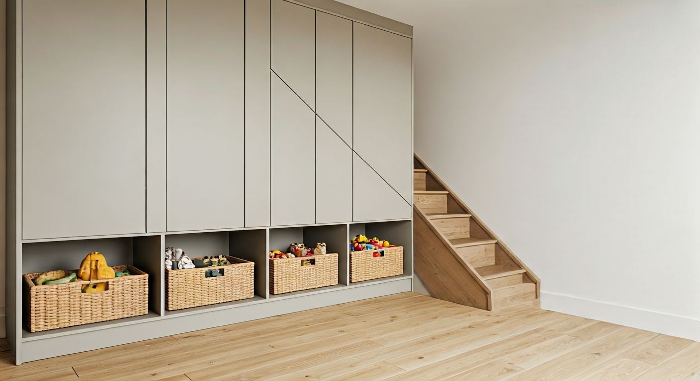 угловой шкаф под лестницей для детской
