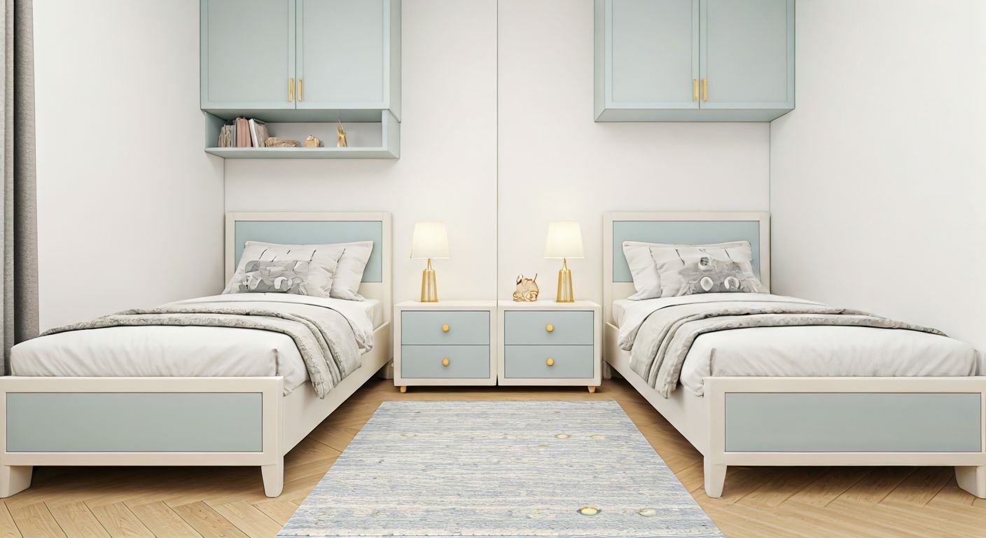 Параллельная расстановка кроватей в комнате