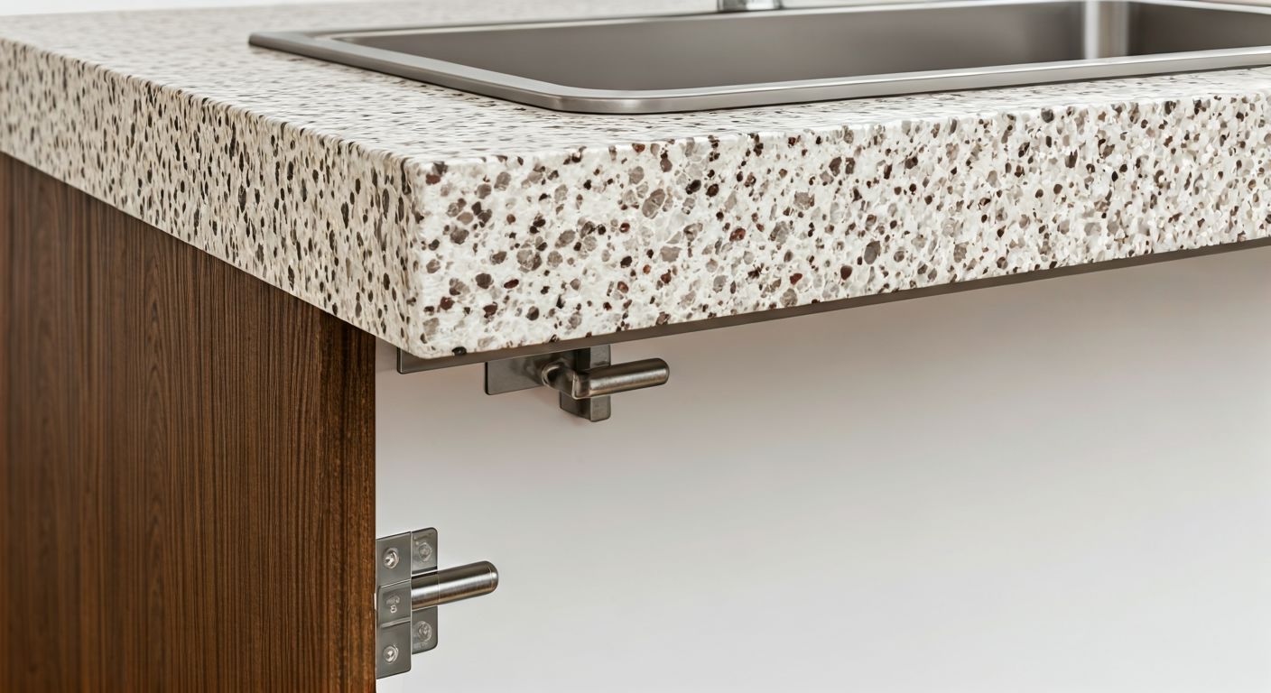 Крепление гранитной мойки снизу