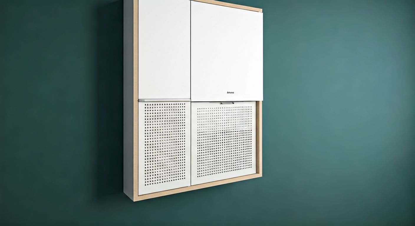 Высокий шкаф с перфорированными фасадами