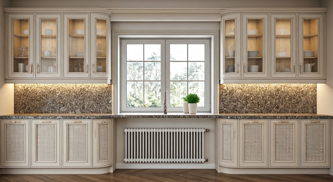 Окно с интегрированным гарнитуром и радиатором