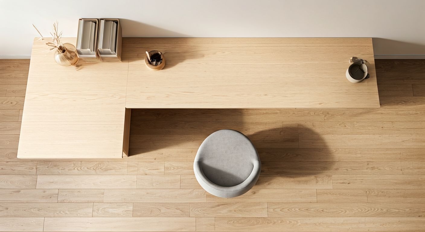 угловой современный письменный стол сверху