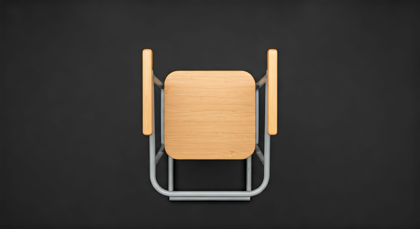 минималистичный деревянный школьный стул сверху