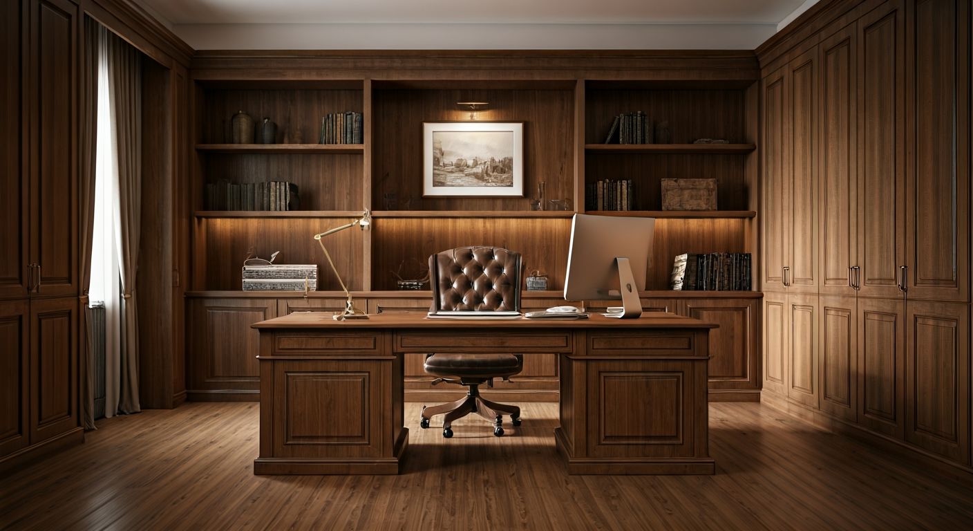 Классический кабинет с мебелью из массива