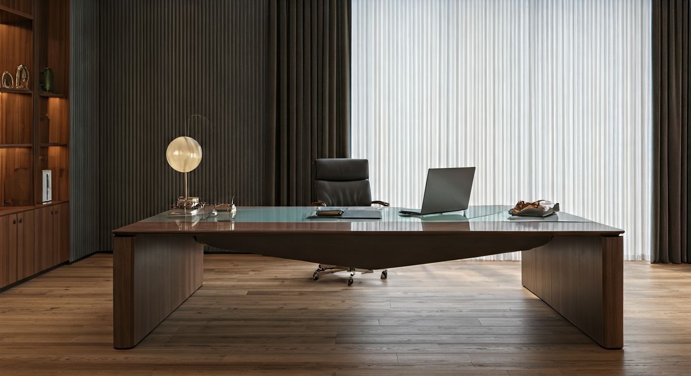 Современный кабинет со стеклянным столом