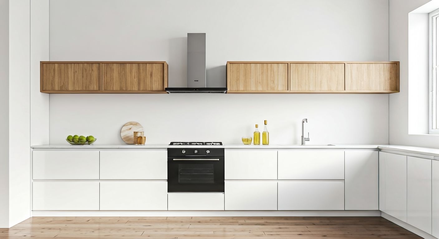 Роскошная чистая кухня с чистыми фасадами