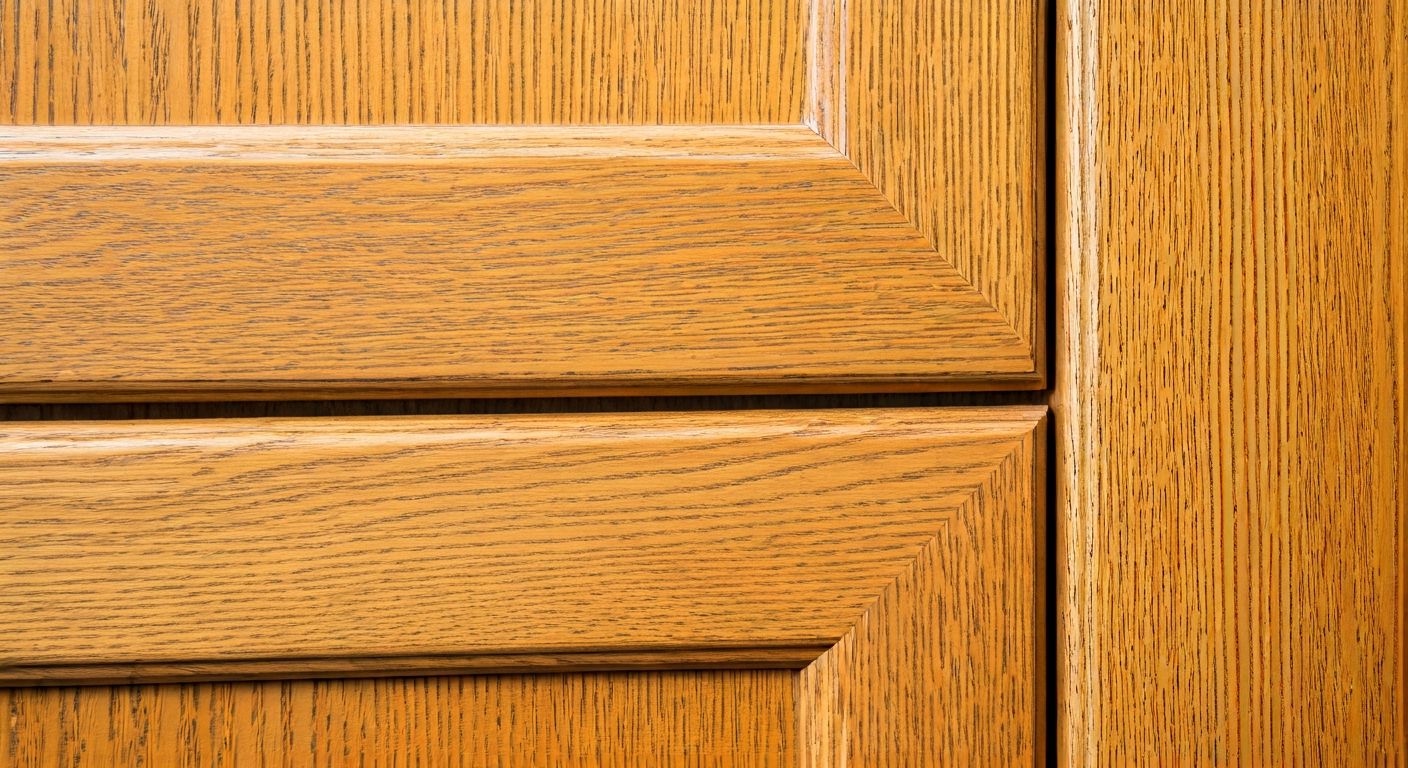 Деталь ручки деревянного фасада кухни