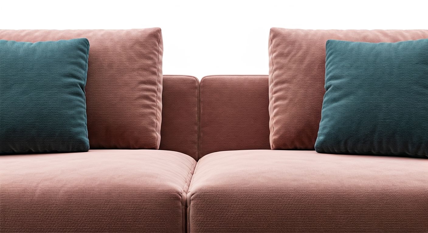 Крупный план розового дивана и подушек