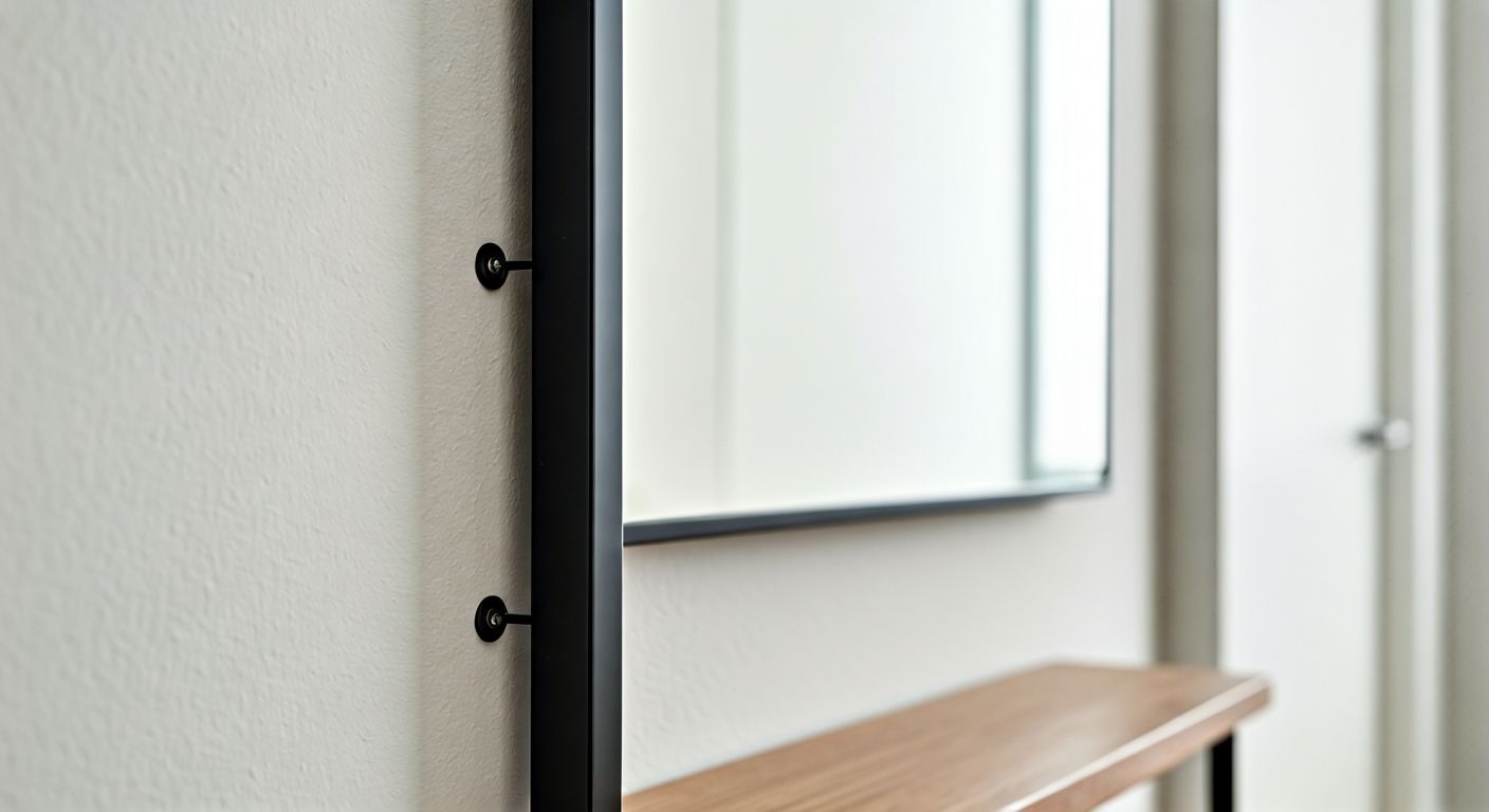 детали крепления зеркала на стене