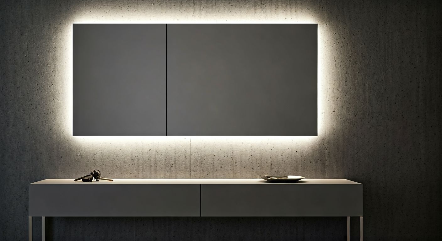 зеркало с LED-подсветкой над консолью