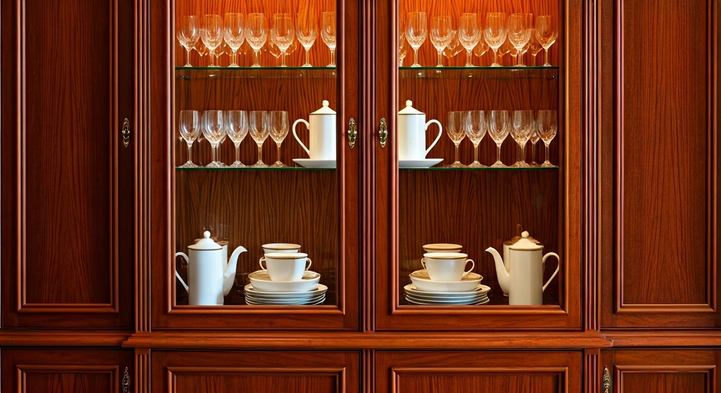 Роскошный сервант с фарфоровым сервизом