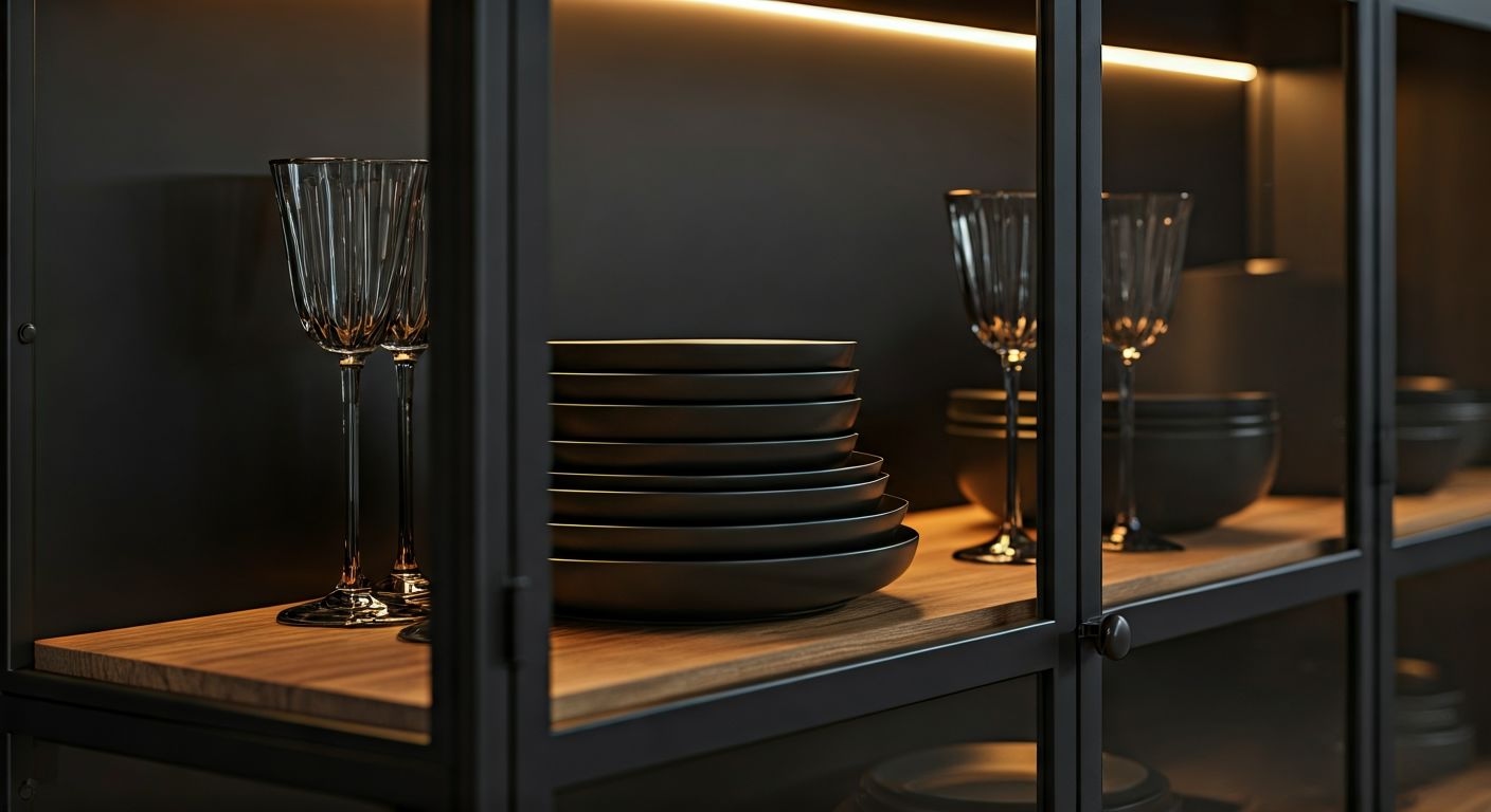 Лофт сервант с индустриальной посудой