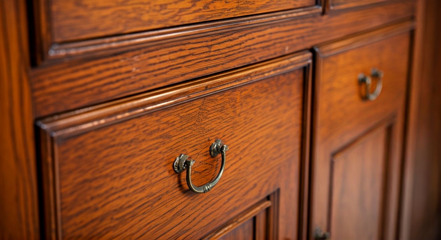 деталь реставрации старинного деревянного буфета