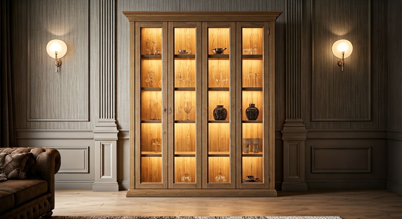 Роскошная напольная витрина из дуба