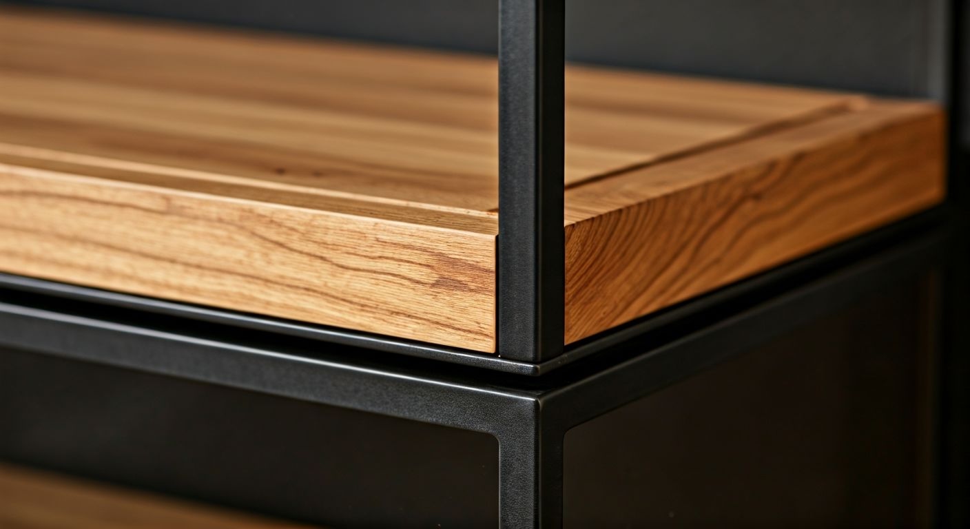 Детали лофт витрины из ясеня и металла