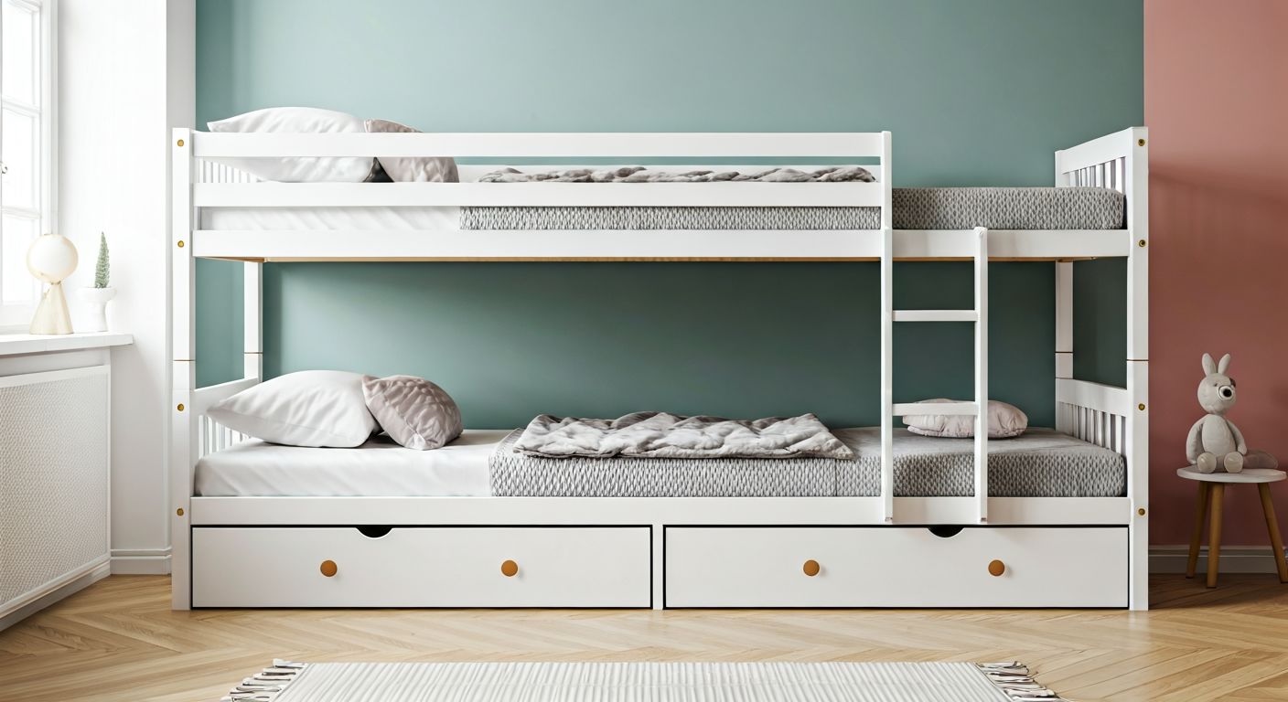 Двухъярусная детская кровать с ящиками